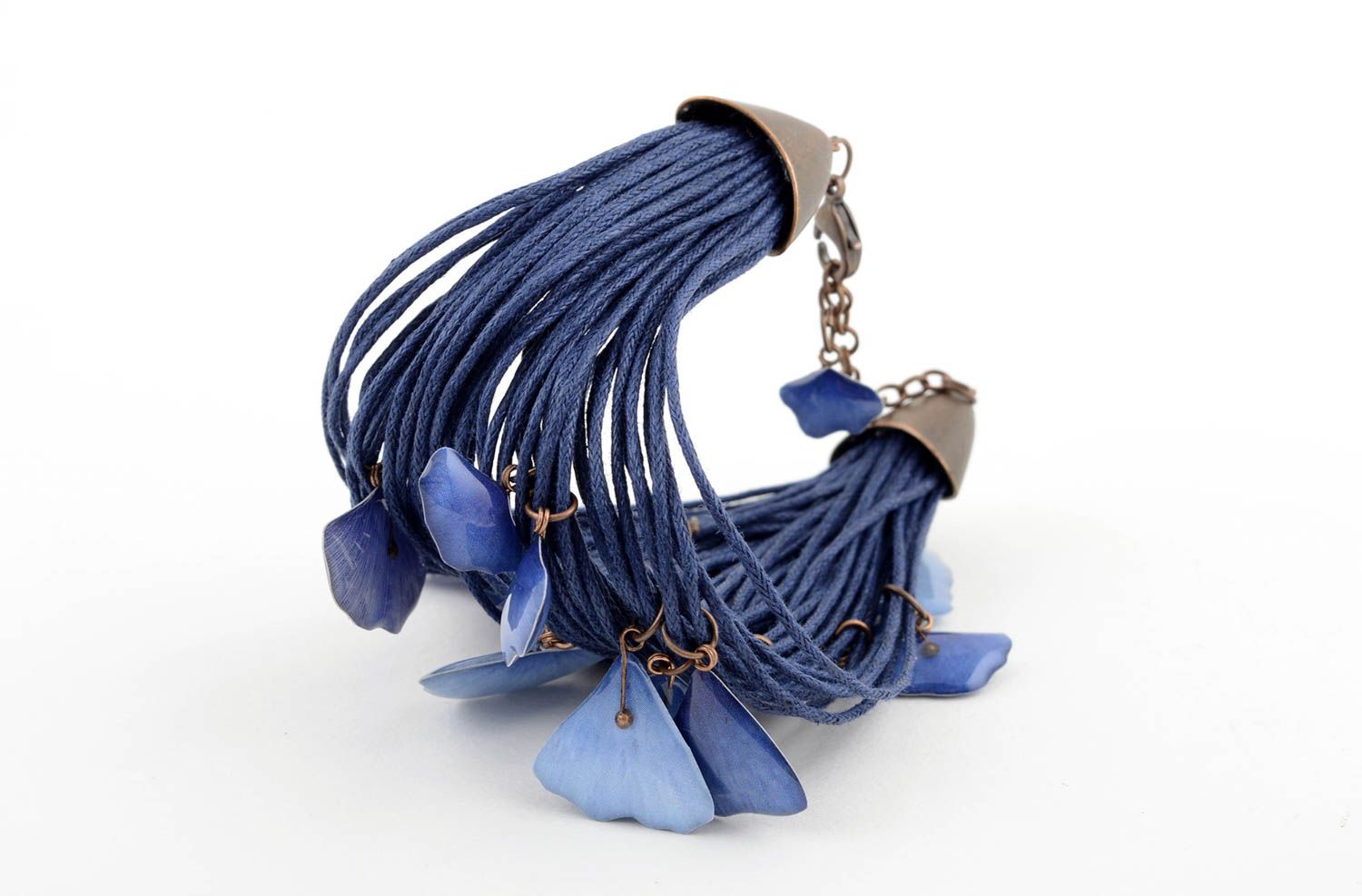 Handmade Designer Schmuck Damen Armband Frauen Accessoire blau stilvoll breit foto 4
