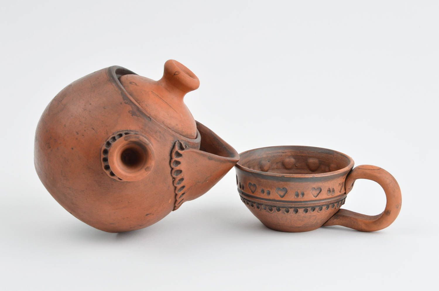 Tetera de cerámica hecha a mano y tazas para té vajilla moderna ecológica foto 4