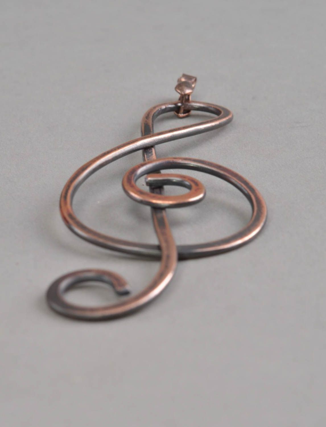 Treble clef necklace handmade copper pendant necklace fashion jewelry photo 3
