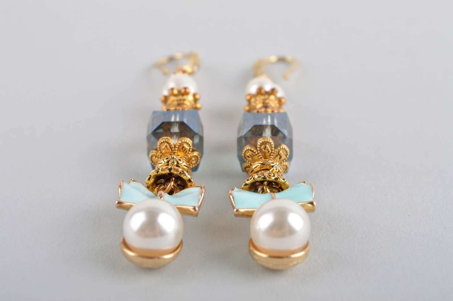 Perlen Ohrringe handgemachte Ohrringe Perlen Schmuck Ohrhänger Frauen zart schön foto 5