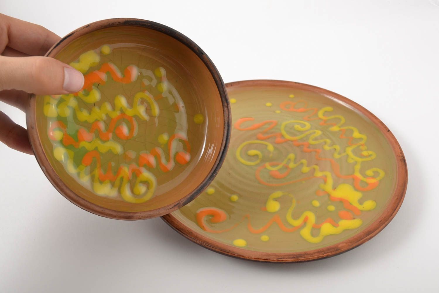 Set of handmade ceramic dish and bowl decoration for home handmade tableware photo 2