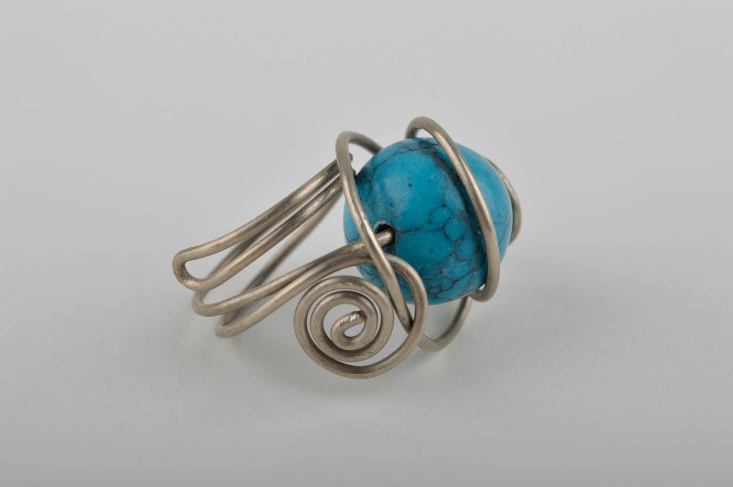Ring mit Stein handgemacht Damen Modeschmuck schön Geschenk Idee blau foto 4