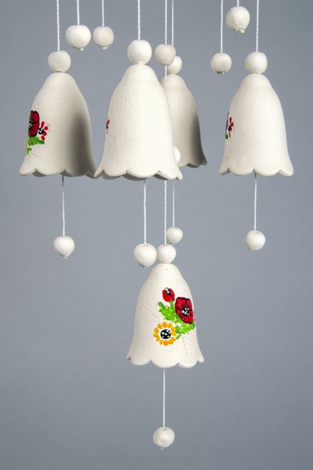 Ceramic hanging bells with chimes photo 2