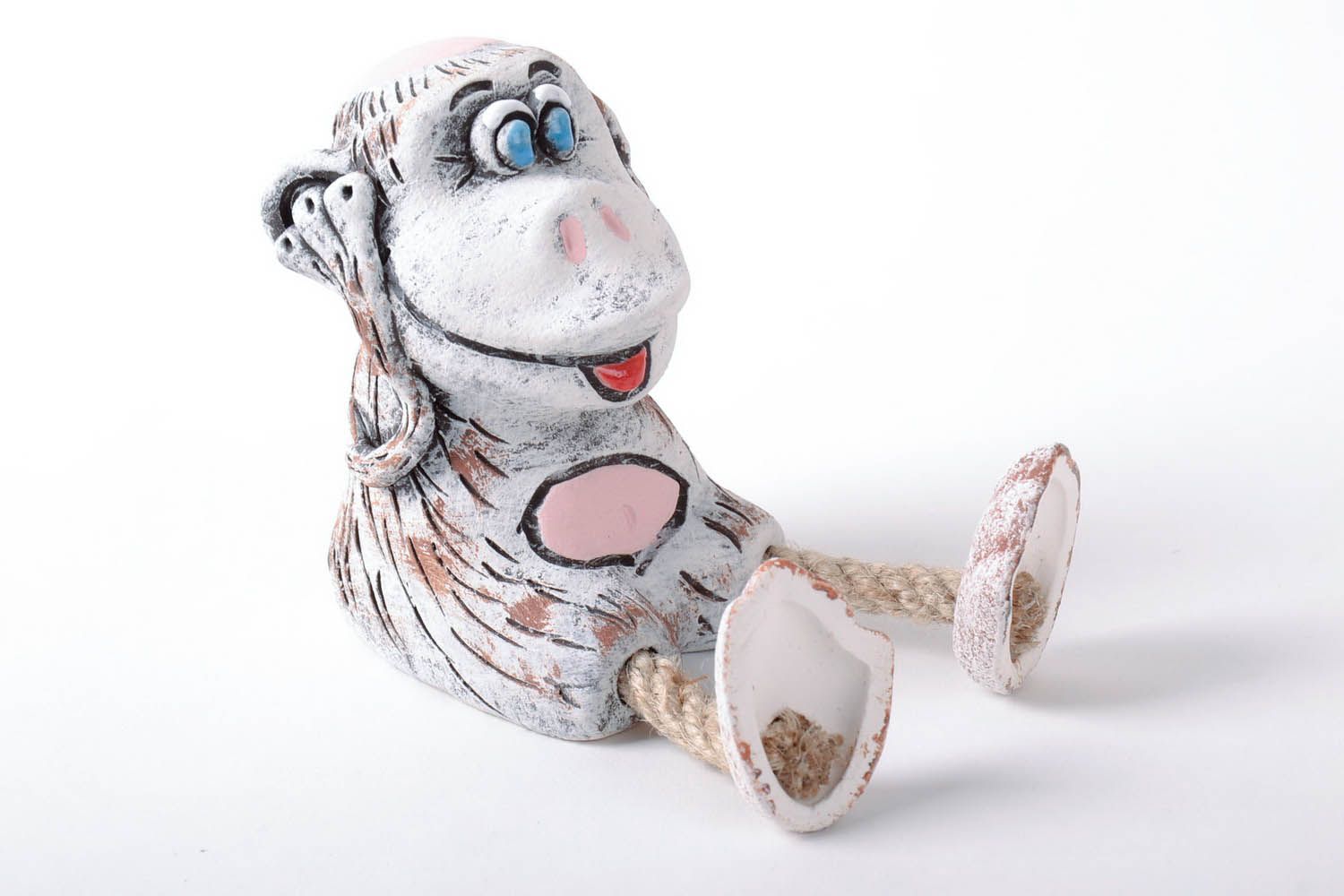 Scimmia in ceramica fatta a mano figurina divertente souvenir originale foto 2