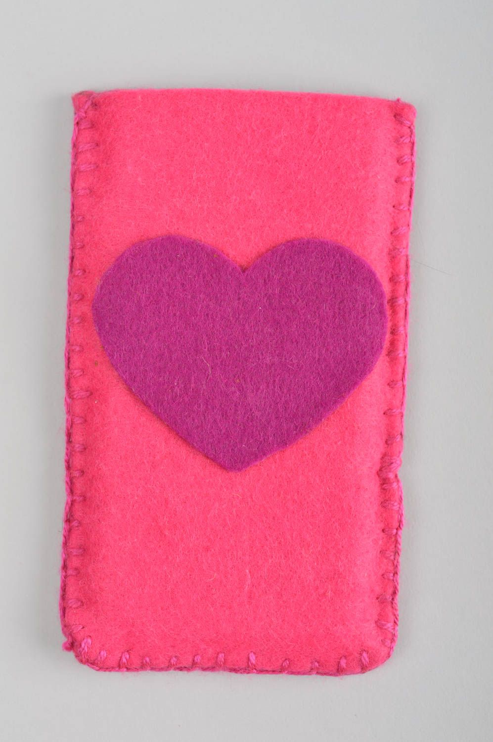 Housse téléphone portable faite main rose avec coeur Accessoire mobile photo 2