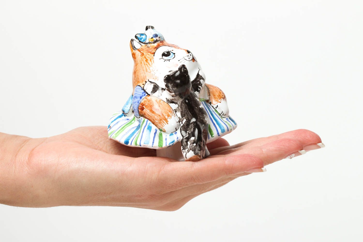 Статуэтка для декора ручной работы статуэтка животного фигурка из глины кошка фото 5