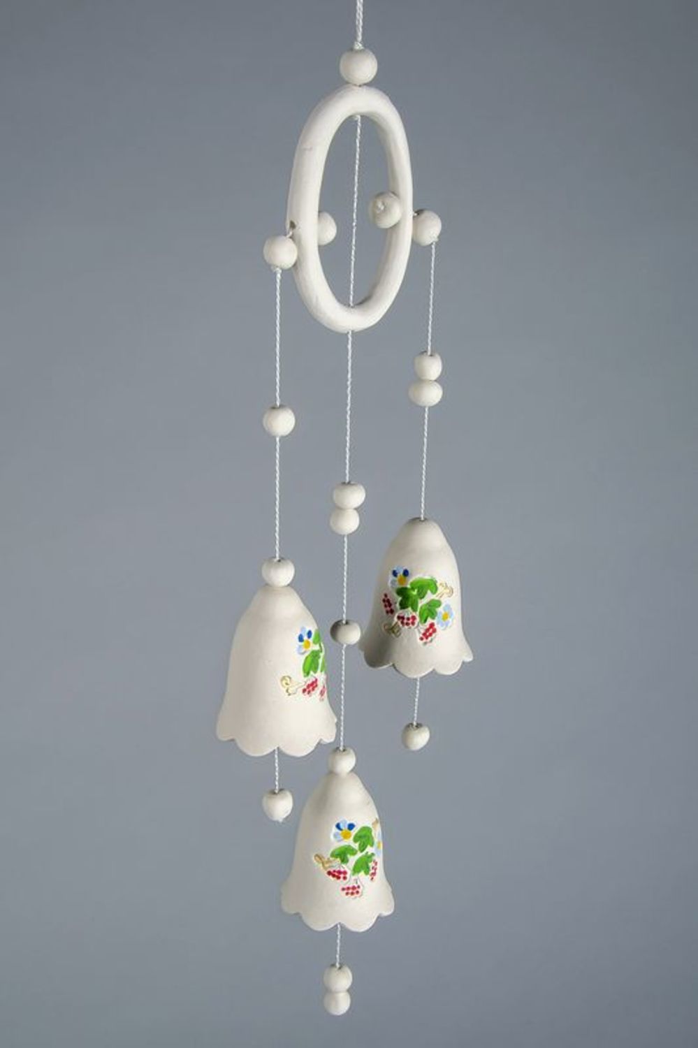 Ceramic hanging bells with ashberries photo 4
