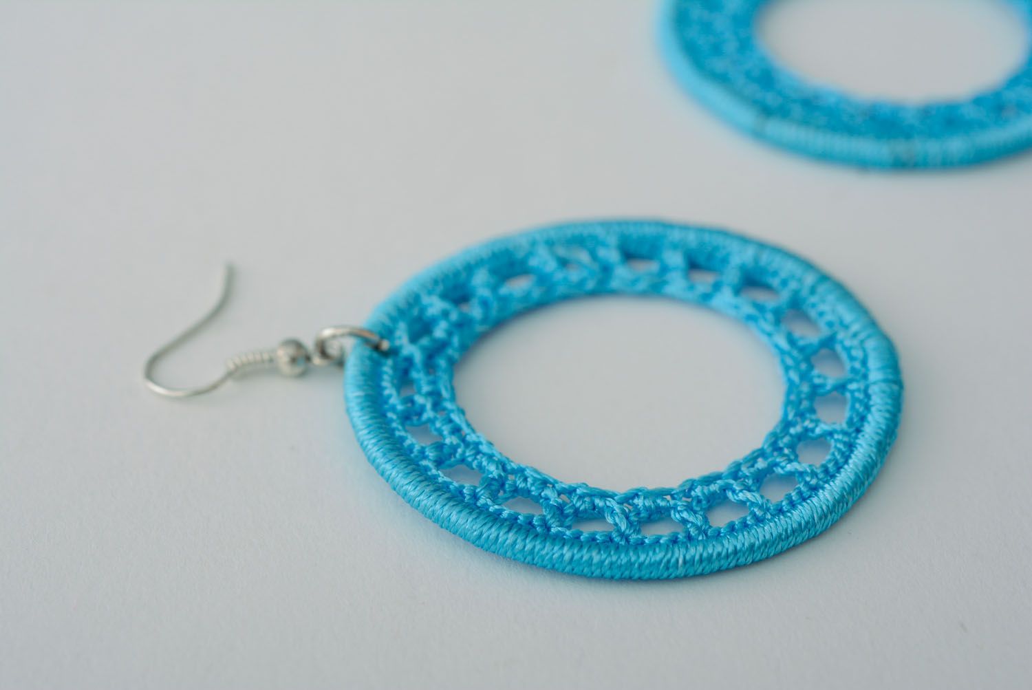 Blue woven earrings photo 4