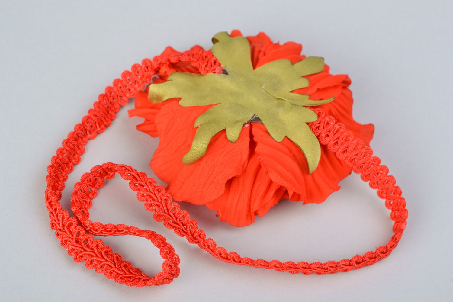 Handmade silk flower headband Poppy photo 4