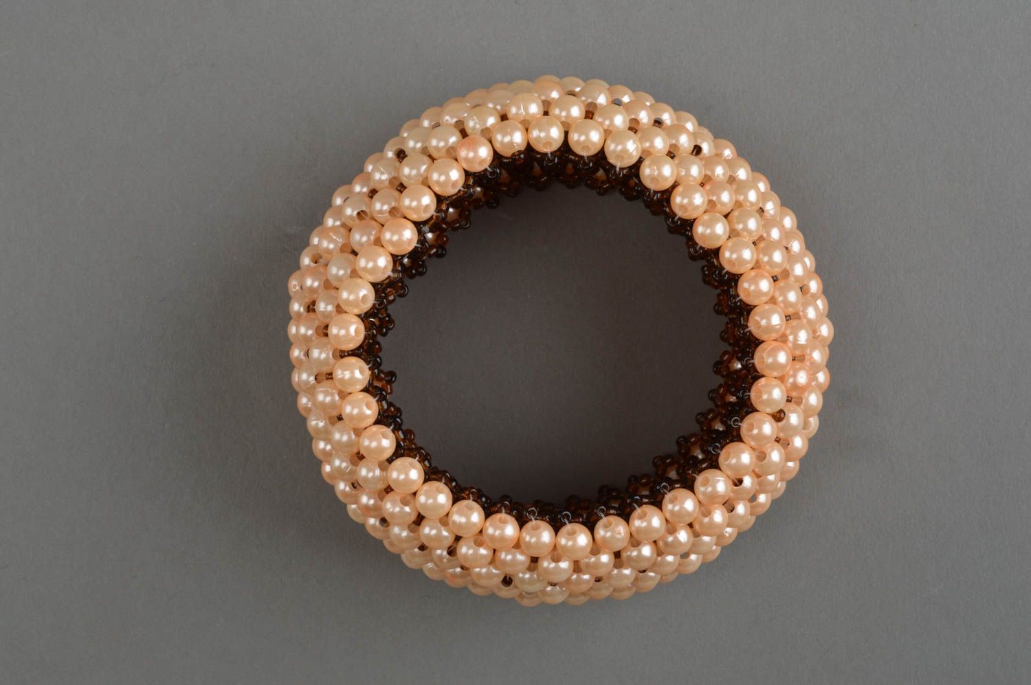 Wide beaded bracelet handmade feminine accessory stylish designer jewelry photo 2