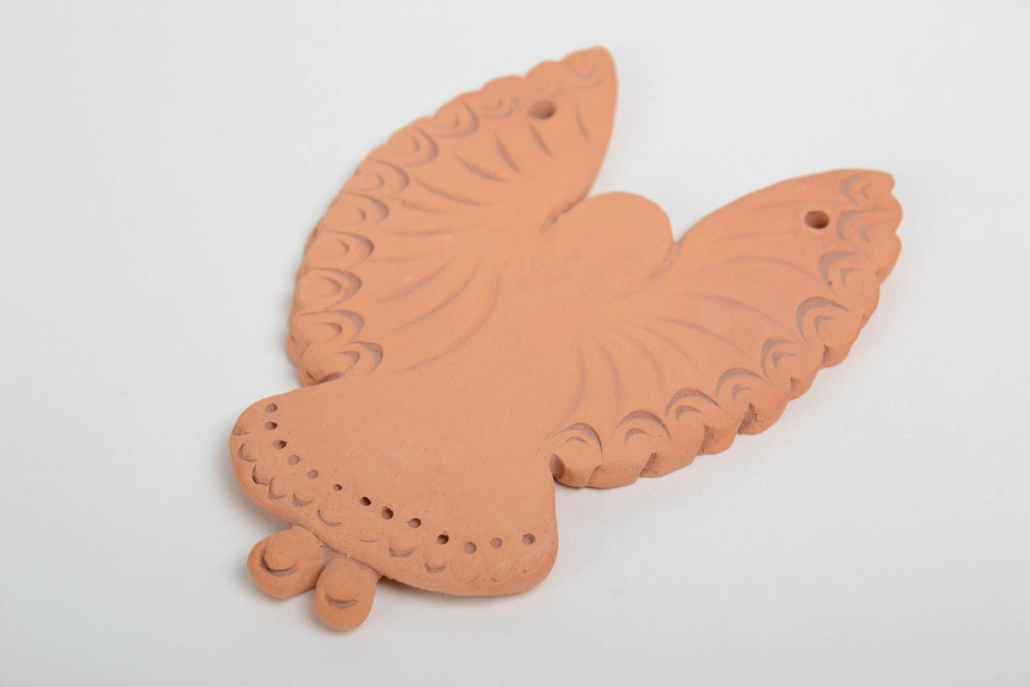 Handgemachter Ton Anhänger Rohling für Bemalung in Form vom Engel aus Keramik foto 4