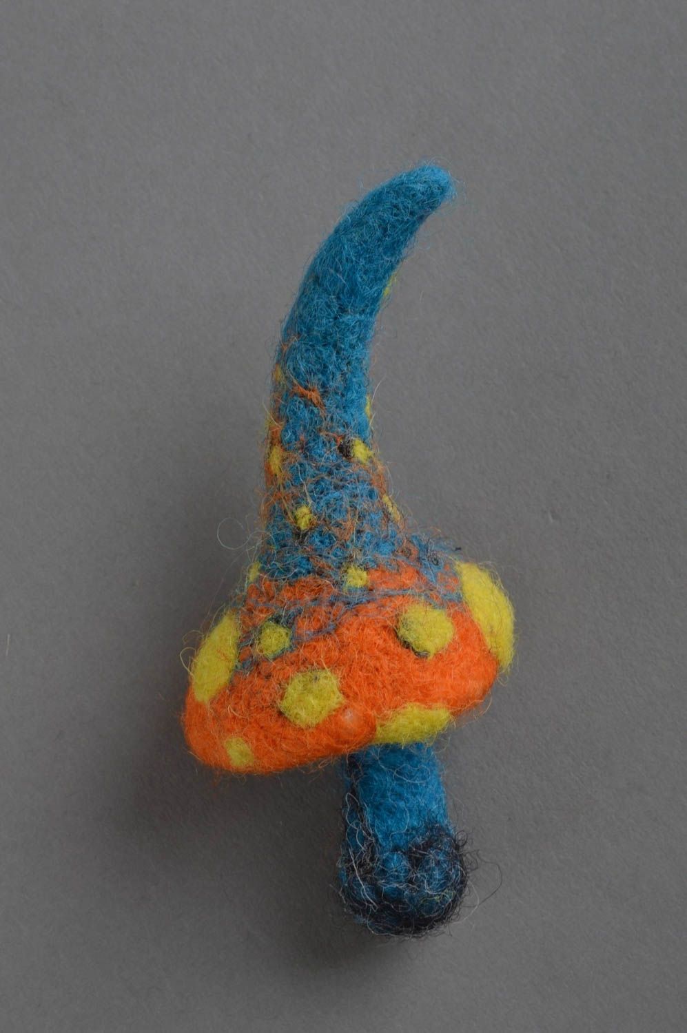 Broche multicolore en laine naturelle feutrée faite main originale Champignon photo 2