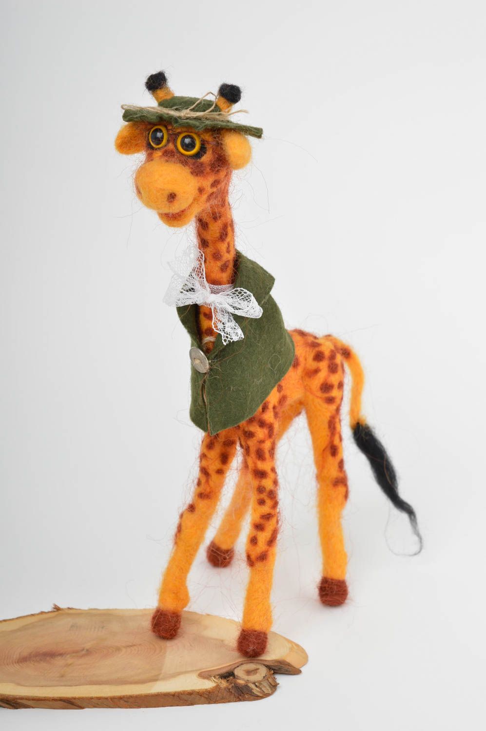 Handmade kleines Kuscheltier natürliches Spielzeug Designer Geschenk Giraffe foto 1