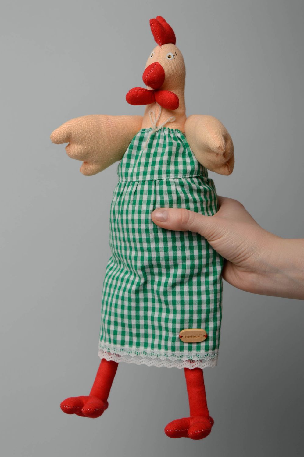 Fabric toy Chicken in Green Dress photo 3