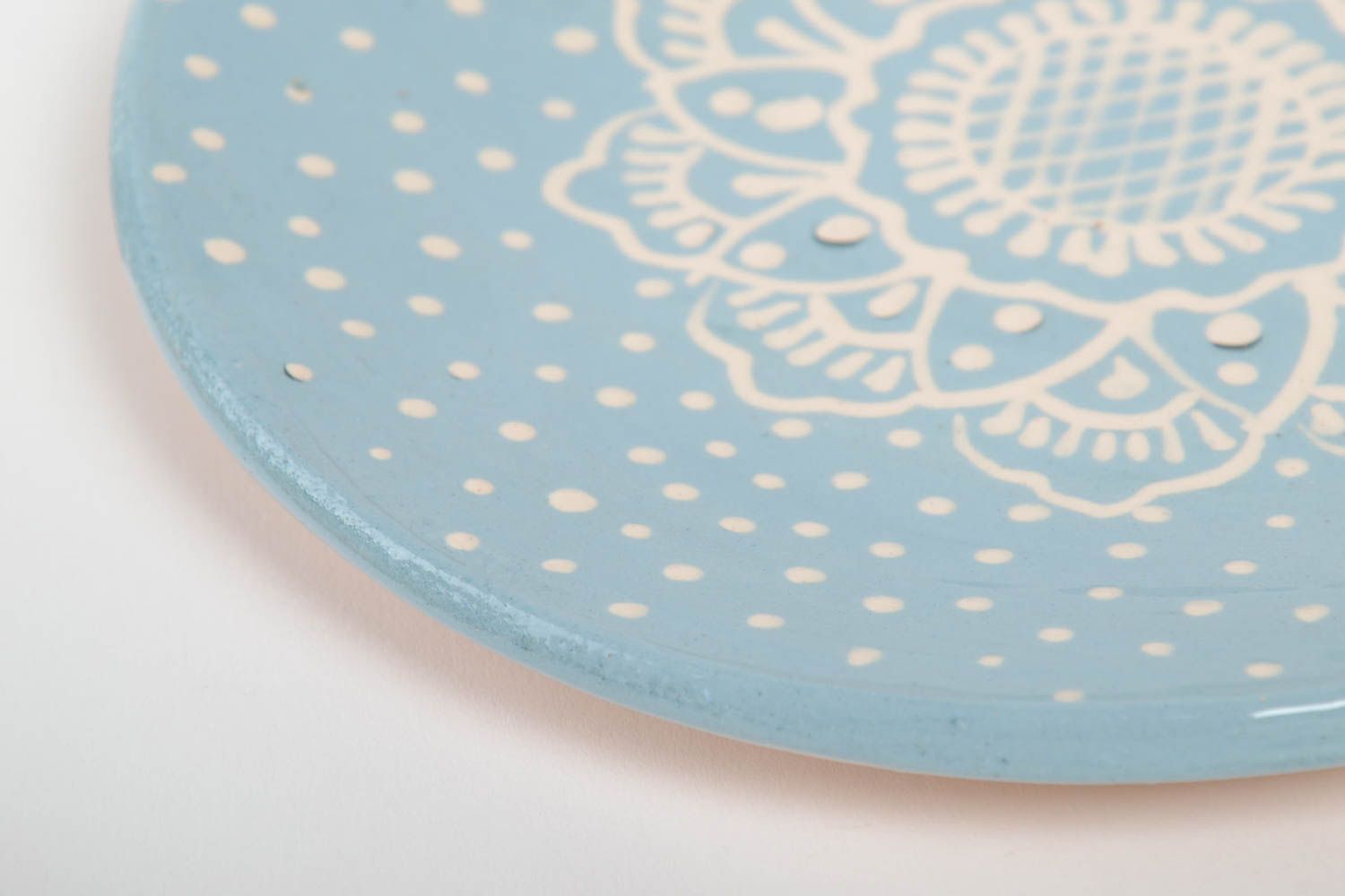 Assiette plate fait main Service vaisselle céramique bleue vaisselle design photo 5