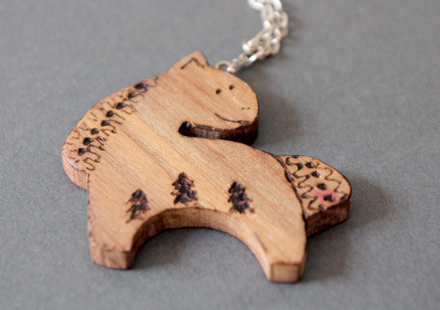 Wooden pendant Forest horse photo 1