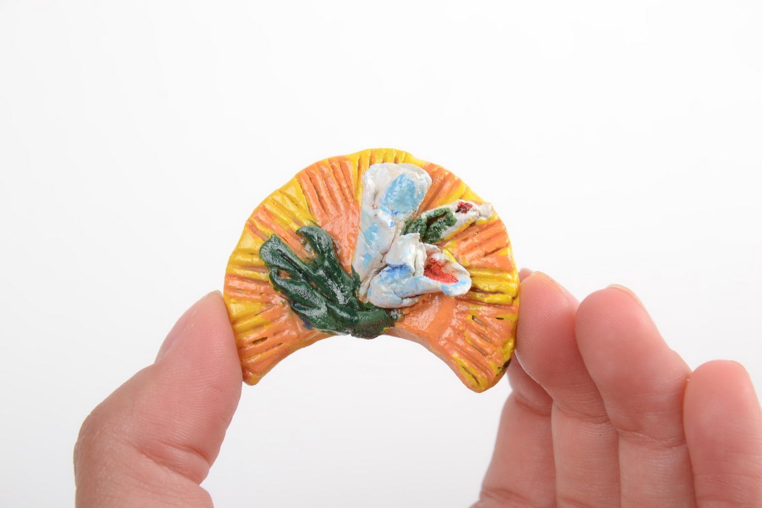 Handmade ceramic fridge magnet designer painted souvenir cute art pottery photo 3
