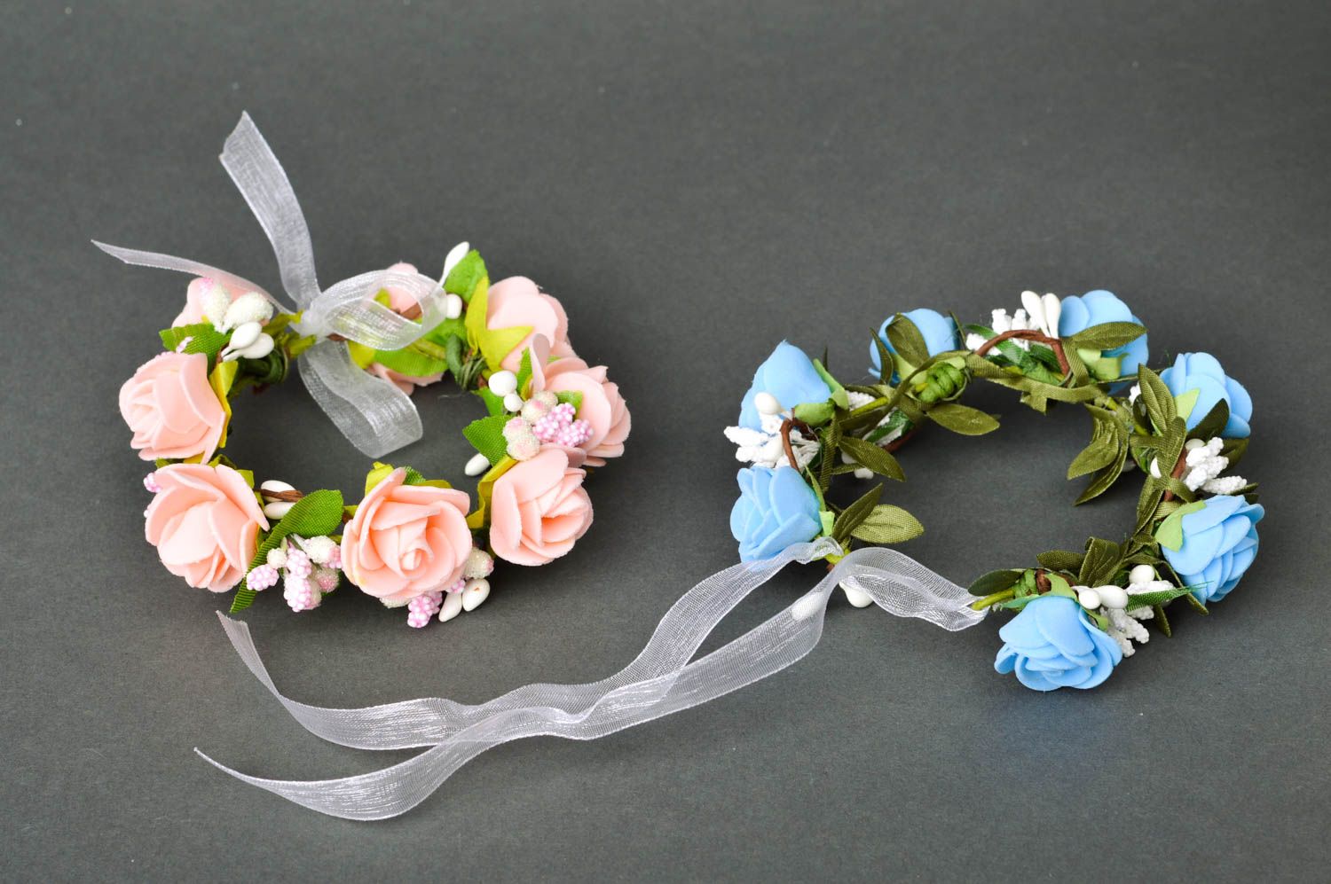 Bracelets fleurs en foamiran Bijoux faits main 2 pièces Cadeau pour femme photo 5