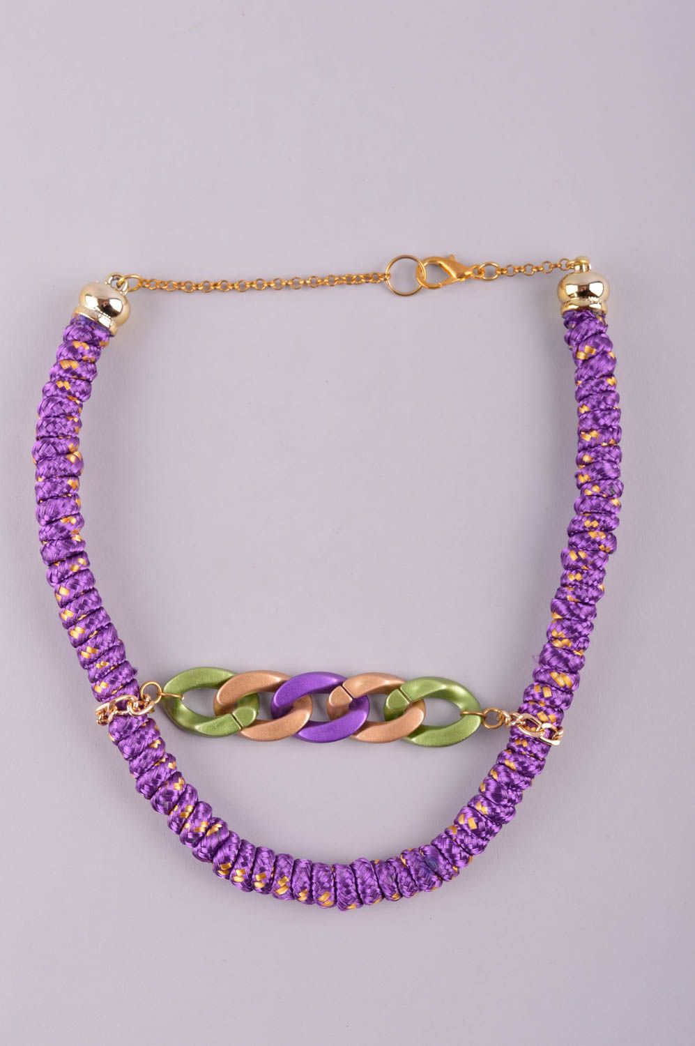 Handmade feminine jewelry massive designer necklace textile cute necklace photo 2