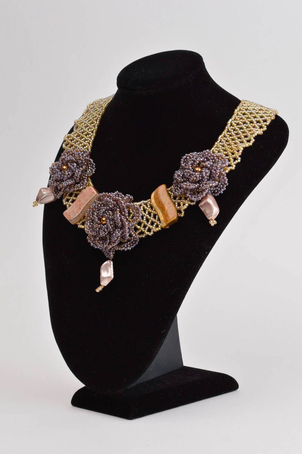 Flower necklace stylish bijouterie seed bead necklace fashion elegant necklace photo 1