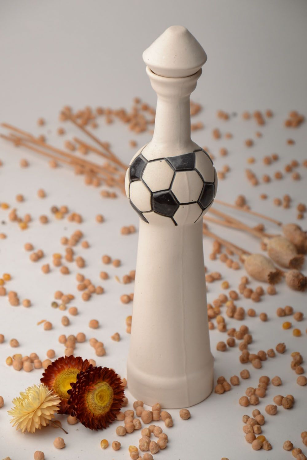 Decorative ceramic bottle Soccer photo 1