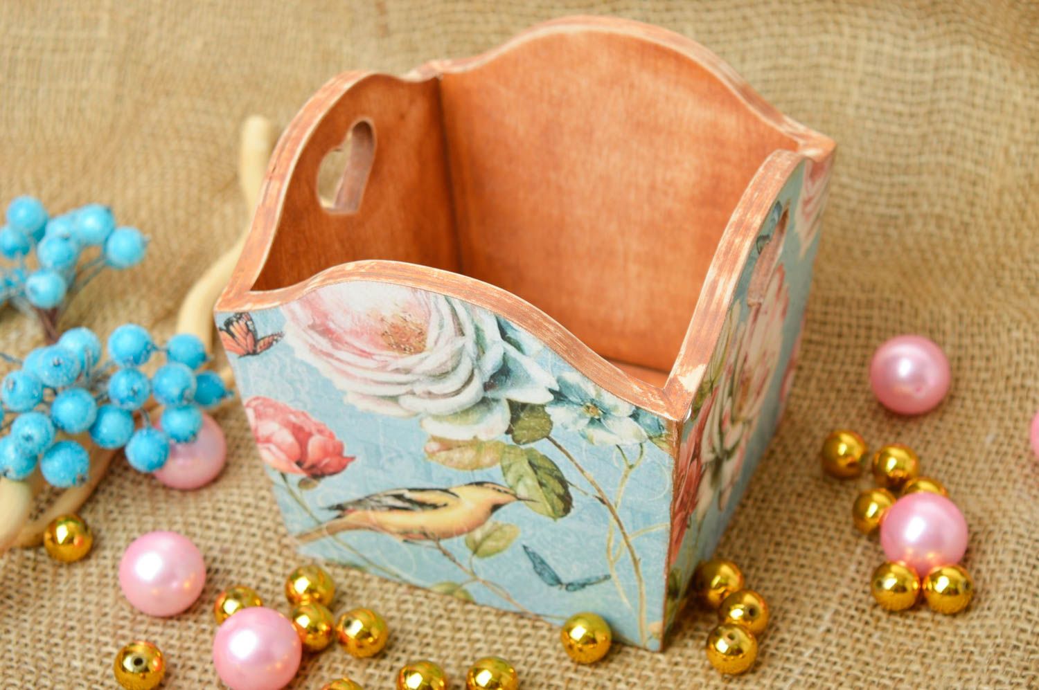 Handmade wooden candy box decorative basket storage container wooden gifts photo 1