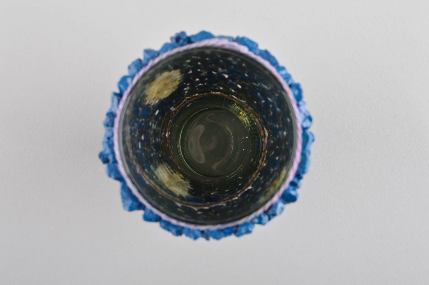 Красивая посуда ручной работы стакан для сока стеклянный стакан синий авторский фото 3