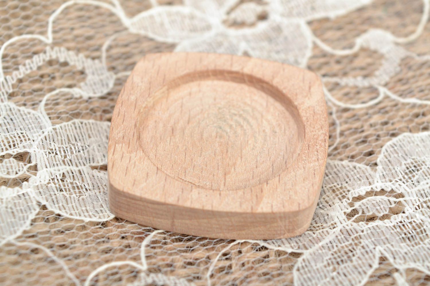 Unusual beautiful square wooden blank for jewelry making DIY accessories photo 4