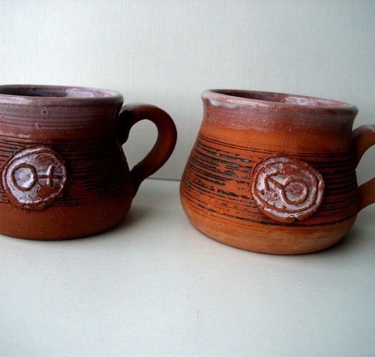 Orientalische Mokkakanne und Tassen aus Ton handmade foto 2