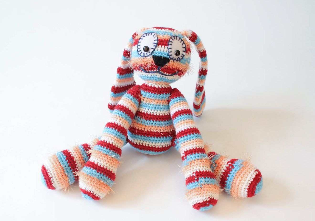 Knitted toy Striped Rabbit photo 2