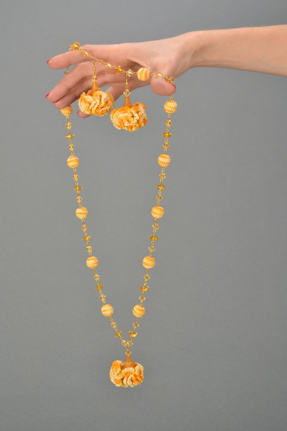 Conjunto de jóias feito à mão colar e brincos Biscoitos foto 2