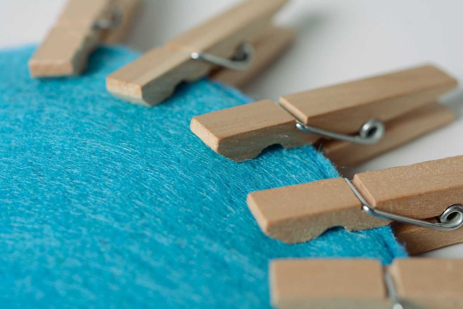 Handmade educational toy of blue color sewn of felt with clothes pins Cloud photo 4