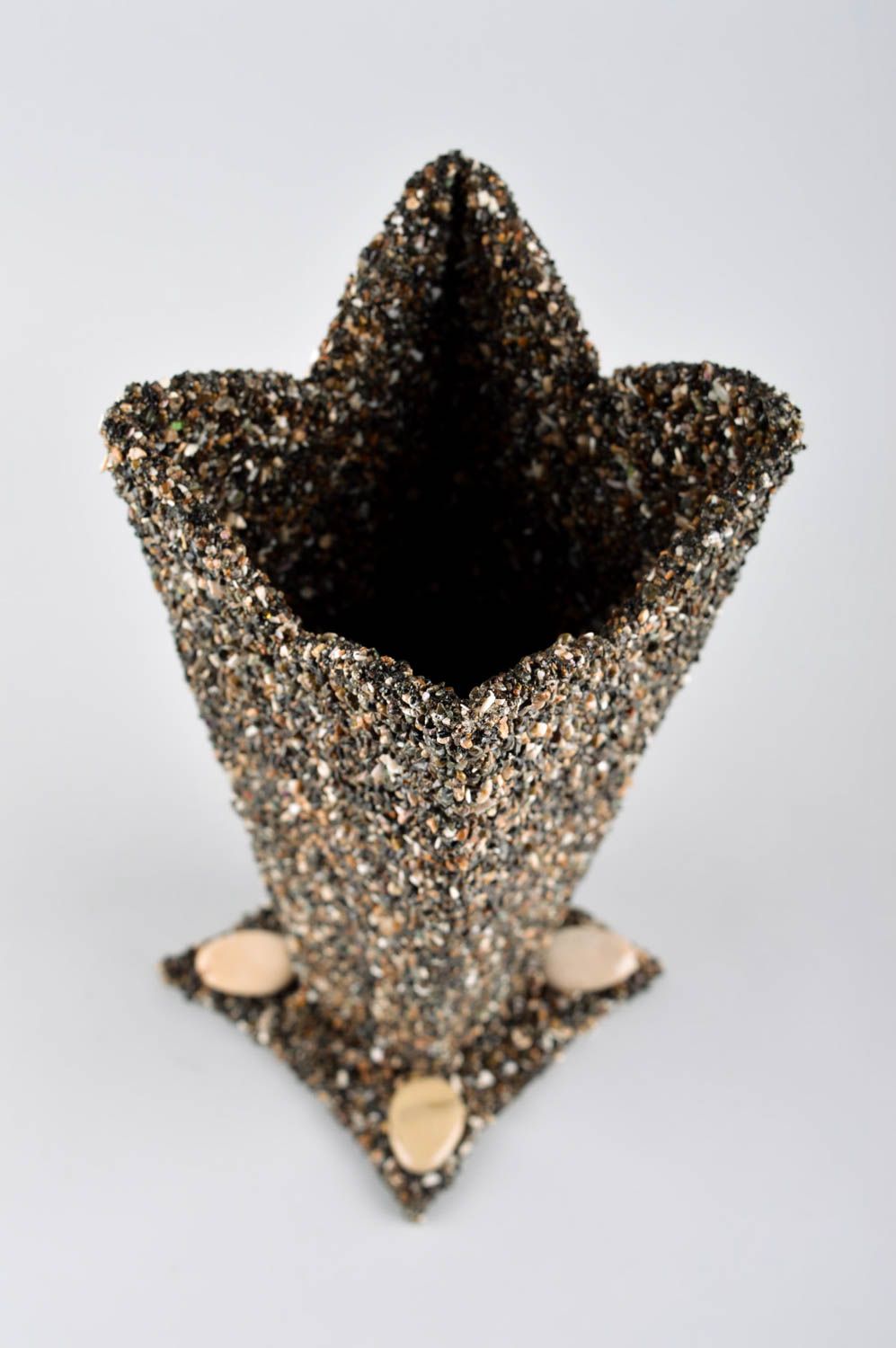 Декор для дома ручной работы красивая ваза на стол креативный подарок коричневый фото 3