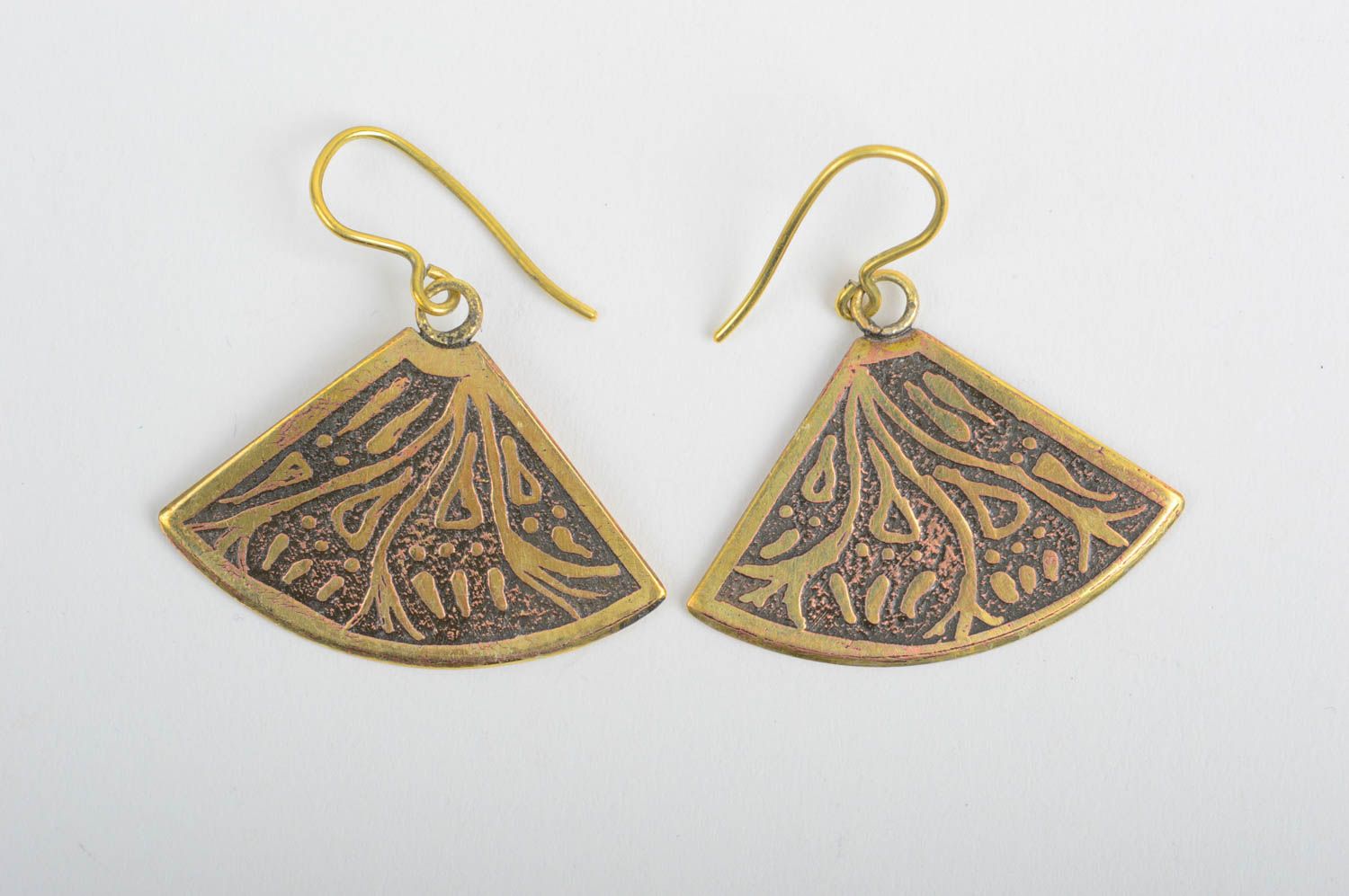 Handmade brass earrings handmade metal jewelry brass accessories for girls photo 1