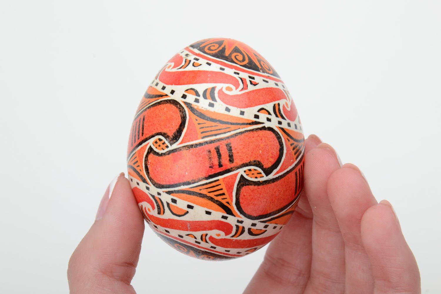 Beautiful designer handmade painted Easter egg decorated using waxing technique photo 5