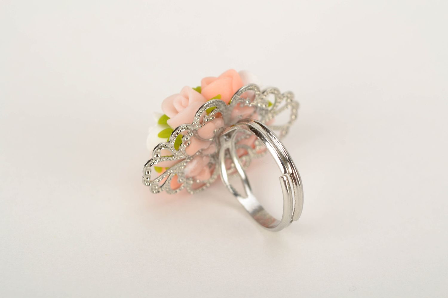 Polymer clay ring with roses photo 4