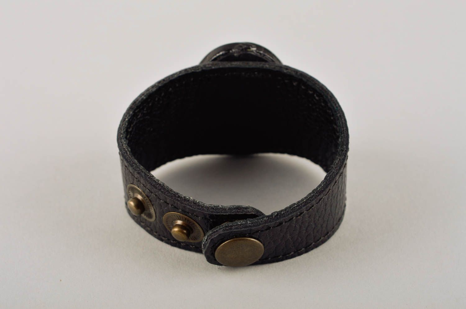 Handmade breites Lederarmband Armband textil Damen Armband mit Naturstein foto 4