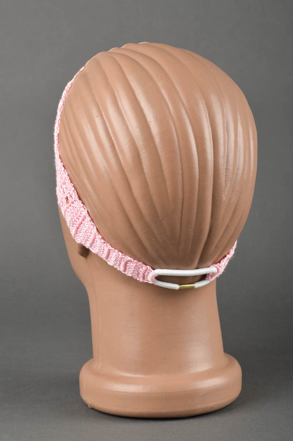 Banda para el cabello rosa hecha a mano regalo para niñas accesorio tejido foto 3