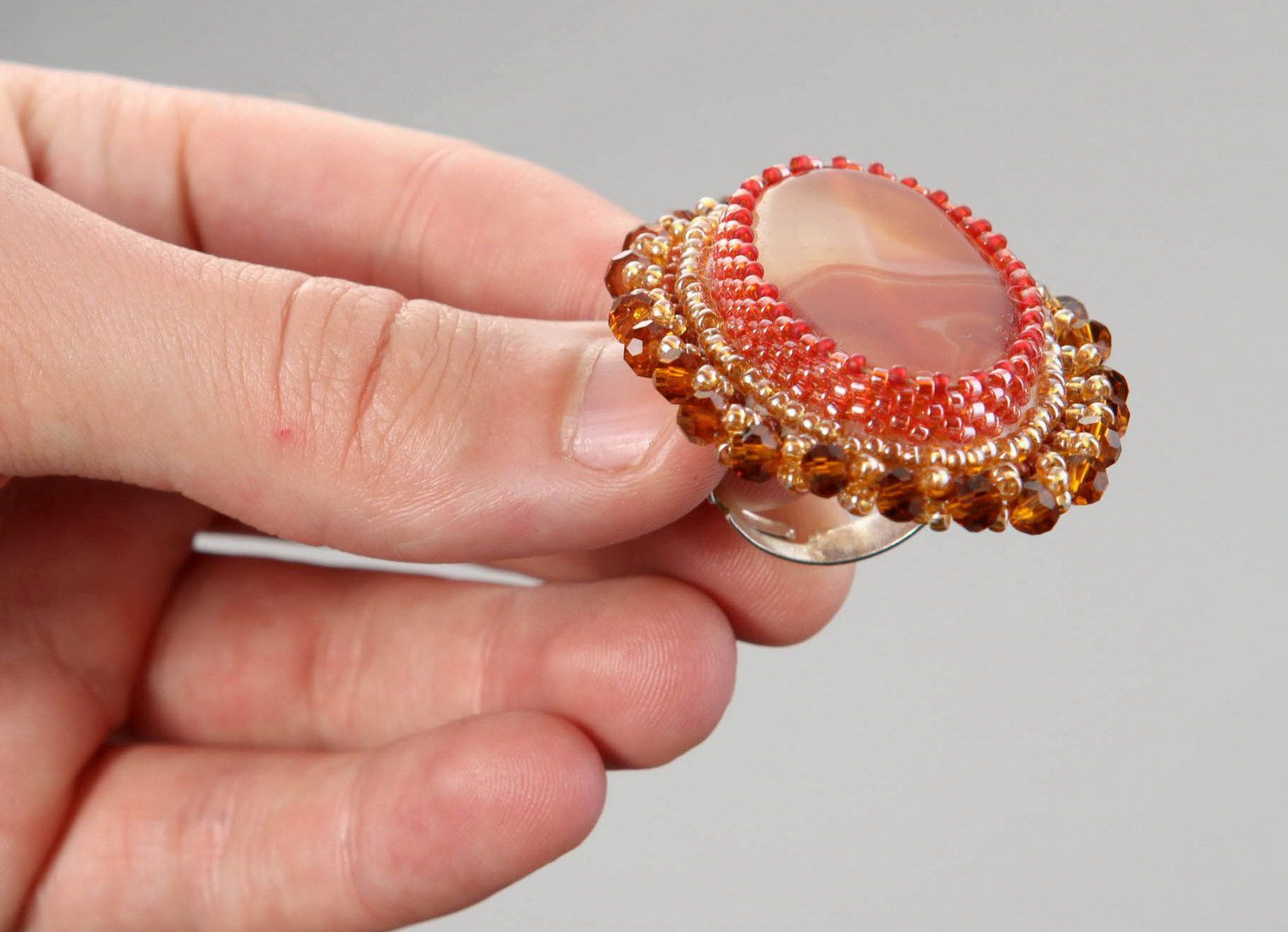Handmade ring with carnelian photo 4