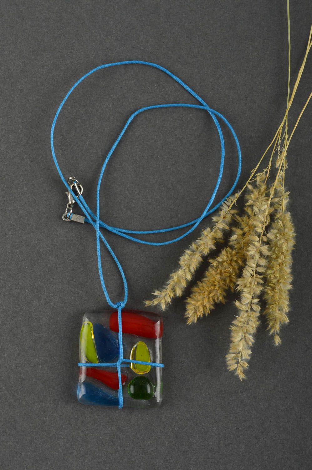 Charm necklace handmade pendant necklace glass jewelry designer accessories photo 1