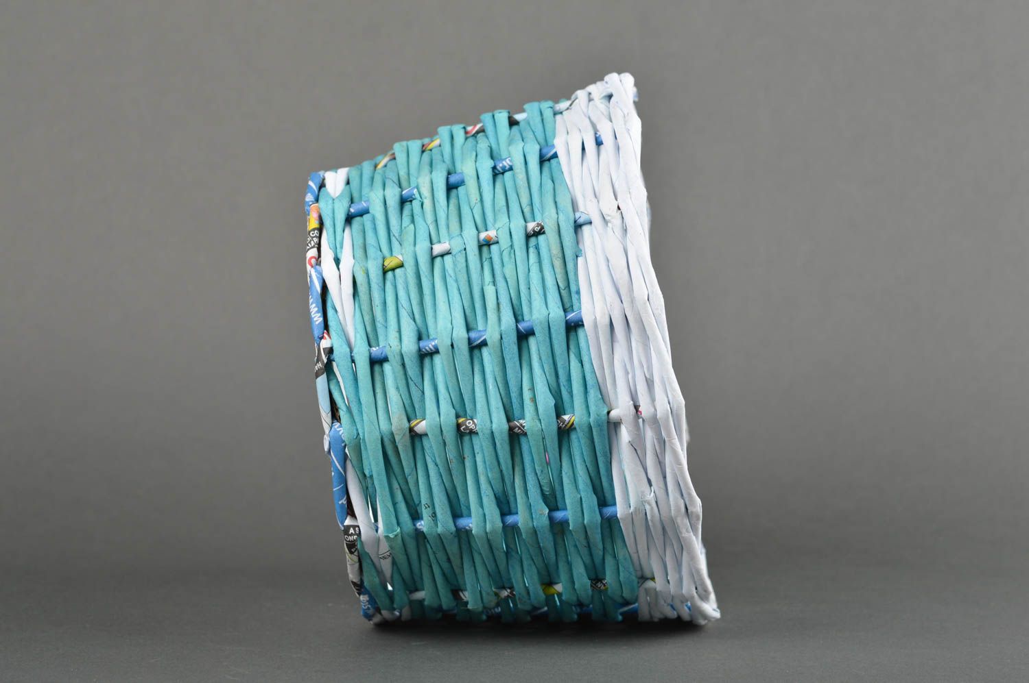 Stylish handmade woven basket paper basket newspaper craft home design photo 5