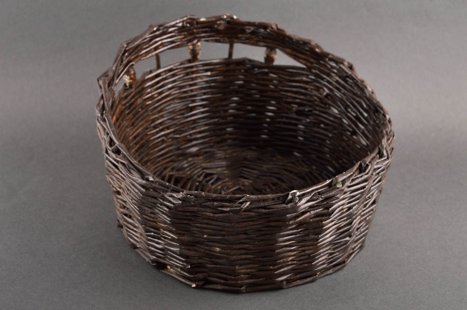 Handmade decorative basket unusual woven paper basket stylish interior decor photo 1