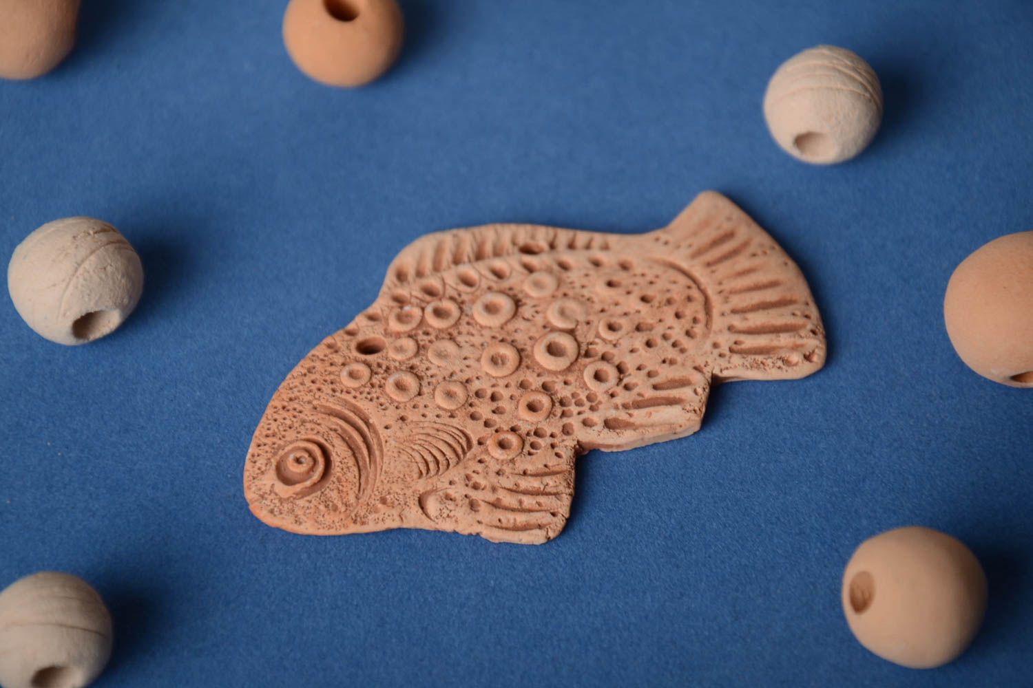 Beautiful handmade relief clay blank pendant DIY jewelry making supplies photo 1