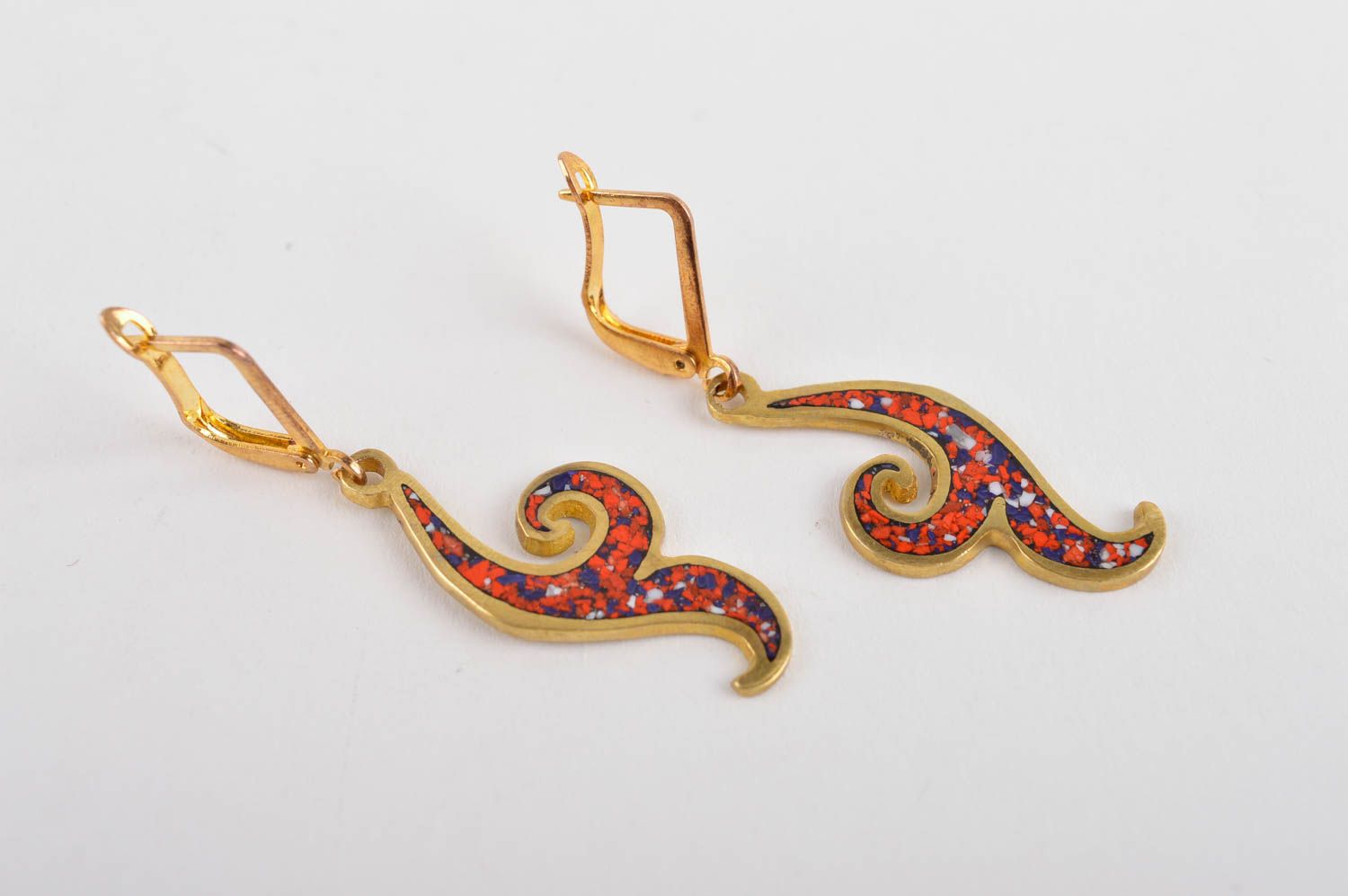 Schmuck Ohrhänger handmade Accessoire für Frauen originelle Messing Ohrringe foto 4