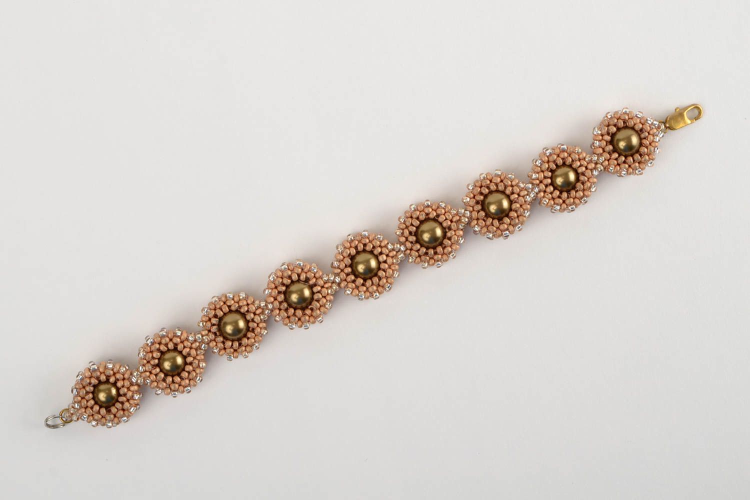 Unique seed beaded bijouterie bracelet handmade designer present for woman photo 3