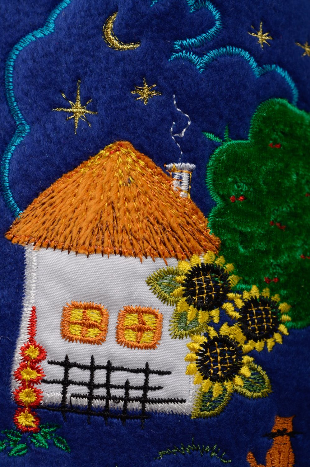 Bonnet bleu en tissu polaire avec paysage rural pour enfant photo 2
