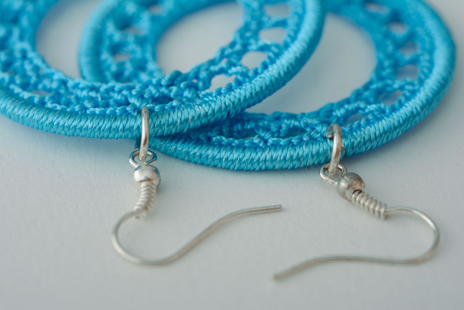 Blue woven earrings photo 5
