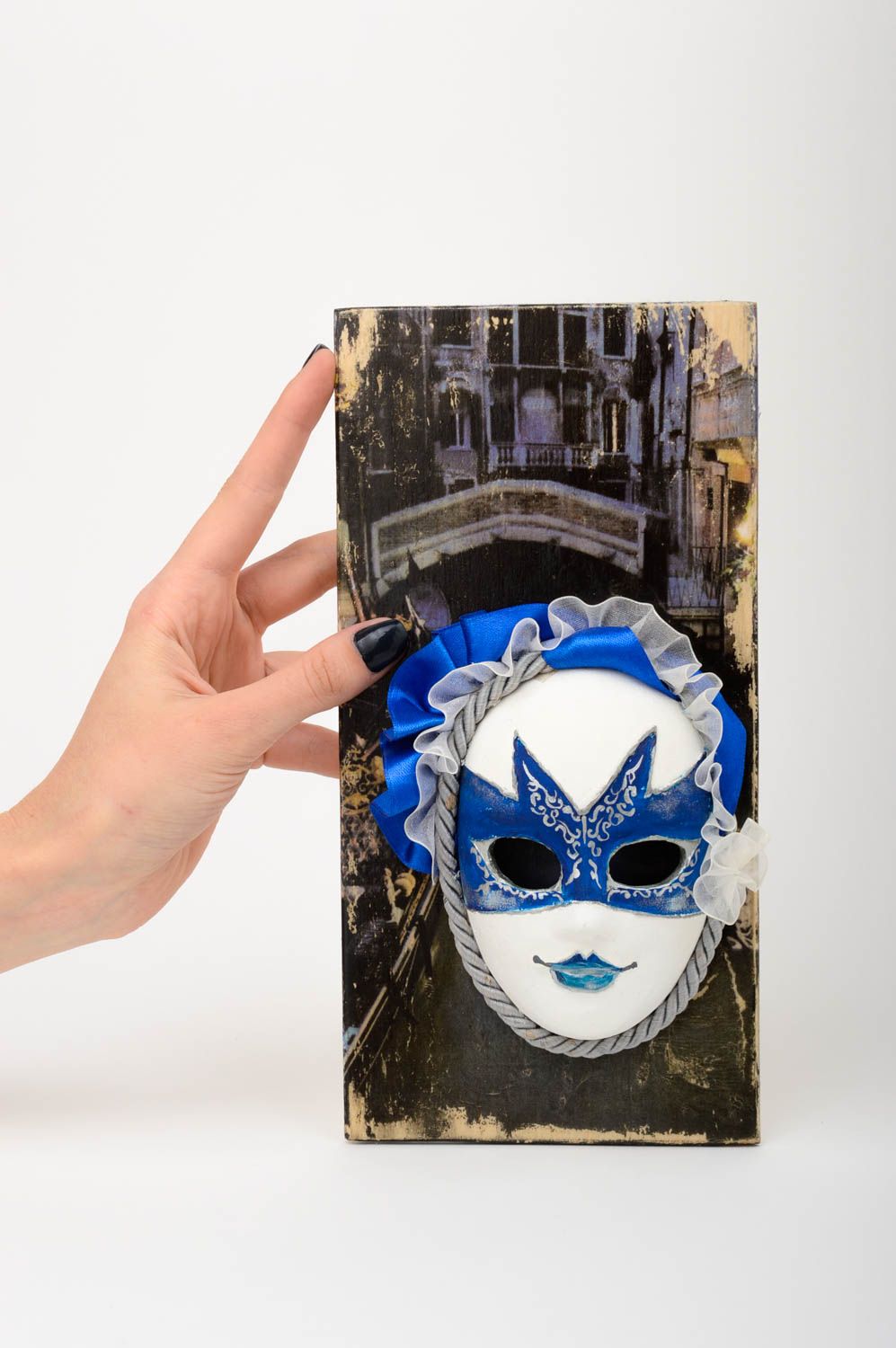 Карнавальная маска панно на стену ручной работы гипсовое панно  фото 2