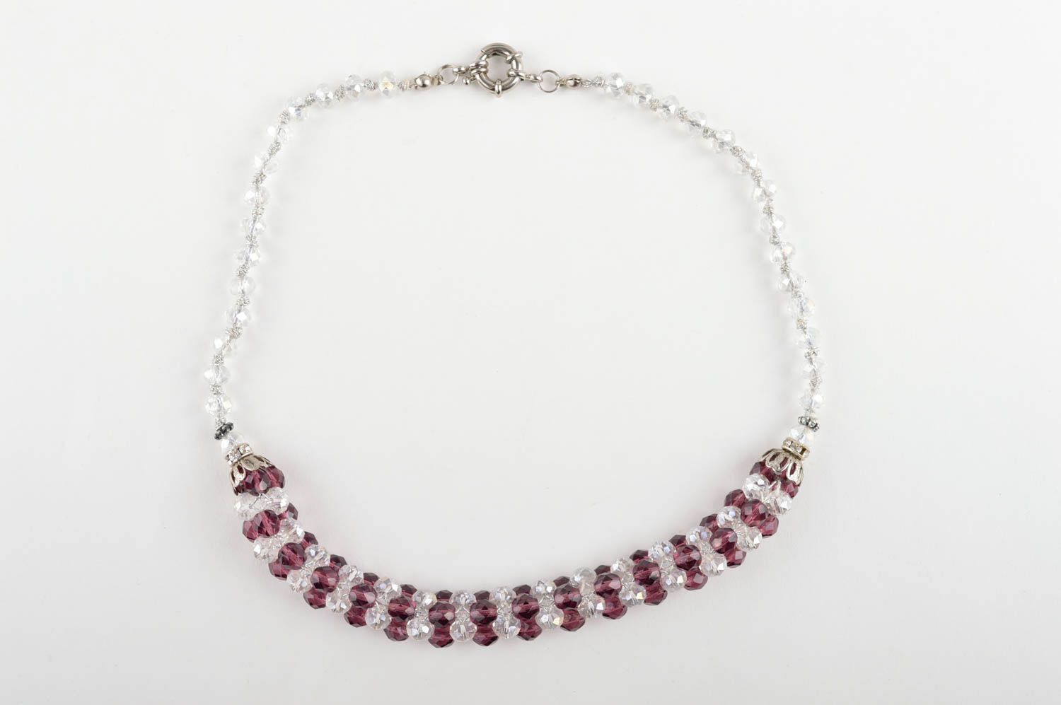 Collana di perline fatta a mano originale color viola bigiotteria da donna foto 5