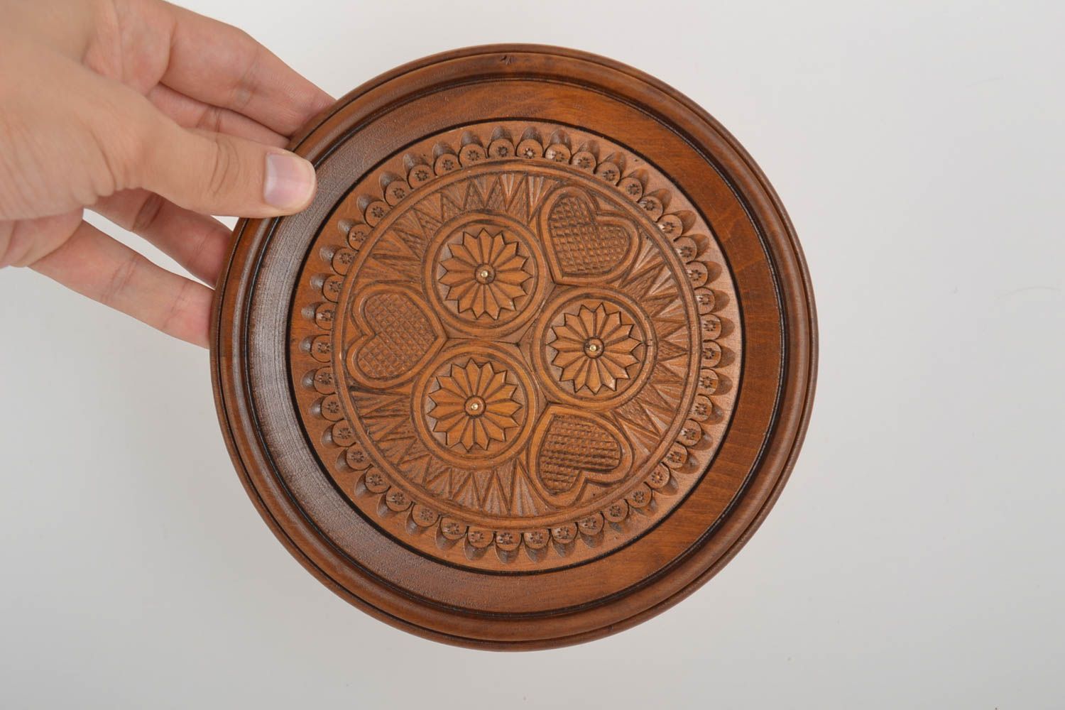 Подарочная тарелка ручной работы декоративная тарелка посуда из дерева  фото 5